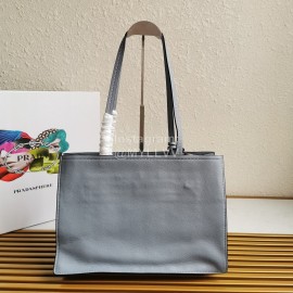 Prada Calf Leather Double Handle Soft Shoulder Bag For Women Sky Blue 1bg122