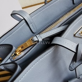 Prada Calf Leather Double Handle Soft Shoulder Bag For Women Sky Blue 1bg122
