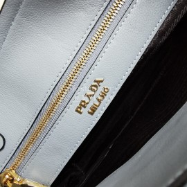 Prada Calf Leather Double Handle Soft Shoulder Bag For Women Sky Blue 1bg122