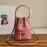 Prada New Fashion Leather Embroidered Drawstring Bucket Bag For Women Pink 1bh038