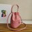 Prada New Fashion Leather Embroidered Drawstring Bucket Bag For Women Pink 1bh038