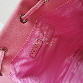 Prada New Fashion Leather Embroidered Drawstring Bucket Bag For Women Pink 1bh038