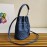 Prada New Fashion Leather Embroidered Drawstring Bucket Bag For Women Blue 1bh038