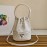 Prada New Fashion Leather Embroidered Drawstring Bucket Bag For Women White 1bh038