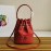 Prada New Fashion Leather Embroidered Drawstring Bucket Bag For Women Red 1bh038