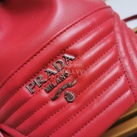 Prada New Fashion Leather Embroidered Drawstring Bucket Bag For Women Red 1bh038
