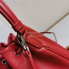 Prada New Fashion Leather Embroidered Drawstring Bucket Bag For Women Red 1bh038
