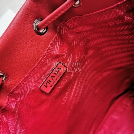 Prada New Fashion Leather Embroidered Drawstring Bucket Bag For Women Red 1bh038