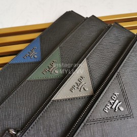 Prada Classic Black Cross Grain Cowhide Exquisite Handbag For Men 2ng05v