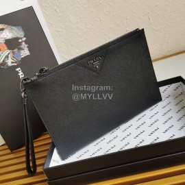 Prada Classic Black Cross Grain Cowhide Exquisite Handbag For Men 2ng05v