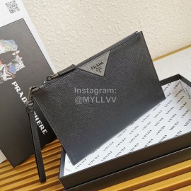 Prada Classic Black Cross Grain Cowhide Exquisite Handbag For Men 2ng05v