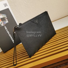 Prada Black Classic Cross Grain Cowhide Exquisite Handbag For Men 2ng05v