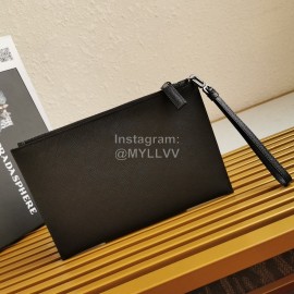 Prada Black Classic Cross Grain Cowhide Exquisite Handbag For Men 2ng05v