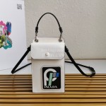 Prada Cute Printing Exquisite White Messenger Mobile Phone Bag 2zh068