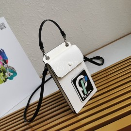Prada Cute Printing Exquisite White Messenger Mobile Phone Bag 2zh068