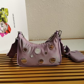 Prada Embroidered Sequins Lightweight Fashion Underarm Bag For Women Purple 1bh204