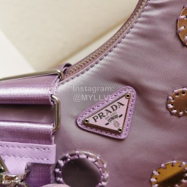 Prada Embroidered Sequins Lightweight Fashion Underarm Bag For Women Purple 1bh204