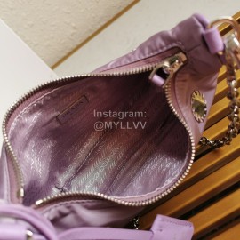 Prada Embroidered Sequins Lightweight Fashion Underarm Bag For Women Purple 1bh204