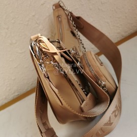 Prada Embroidered Sequins Lightweight Fashion Underarm Bag For Women Khaki 1bh204