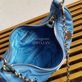 Prada Embroidered Sequins Lightweight Fashion Underarm Bag For Women Blue 1bh204