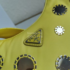 Prada Embroidered Sequins Lightweight Fashion Underarm Bag For Women Yellow 1bh204