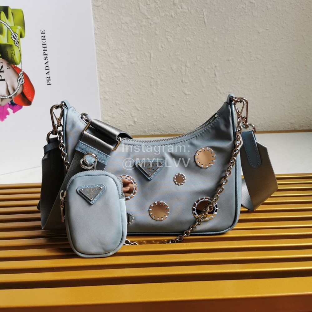 Prada Embroidered Sequins Lightweight Fashion Underarm Bag For Women 1bh204