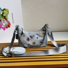 Prada Embroidered Sequins Lightweight Fashion Underarm Bag For Women 1bh204