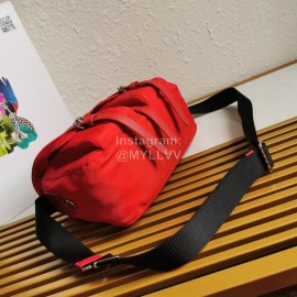 Prada Fashion Imported Nylon Multi Compartment Leisure Shoulder Bag Red 1bd225