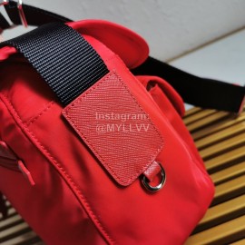 Prada Fashion Imported Nylon Multi Compartment Leisure Shoulder Bag Red 1bd225