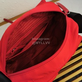 Prada Fashion Imported Nylon Multi Compartment Leisure Shoulder Bag Red 1bd225