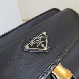 Prada Enamel Logo With Bag Pendant Simple Nylon Messenger Bag For Men Black 2vh074
