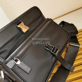 Prada Enamel Logo With Bag Pendant Simple Nylon Messenger Bag For Men Black 2vh074