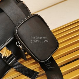 Prada Enamel Logo With Bag Pendant Simple Nylon Messenger Bag For Men Black 2vh074