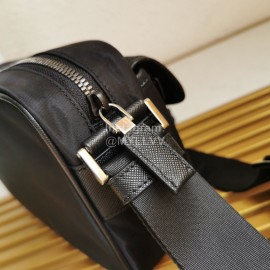 Prada Enamel Logo With Bag Pendant Simple Nylon Messenger Bag For Men Black 2vh074