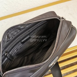 Prada Enamel Logo With Bag Pendant Simple Nylon Messenger Bag For Men Black 2vh074
