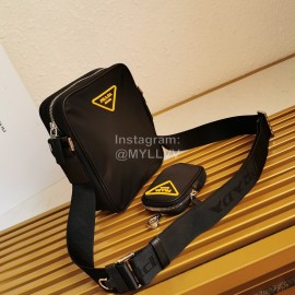 Prada Fashion Black With Small Bag Pendant Multi Compartment Shoulder Bag 2vh112