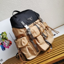 Prada New Leather Fabric Color Contrast Fashion Large Backpack For Men 2vz074