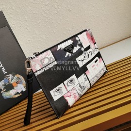 Prada Small Cartoon Printed Leather Fashion Handbag For Men 2ng005