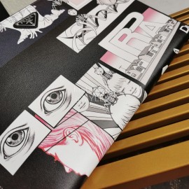 Prada Small Cartoon Printed Leather Fashion Handbag For Men 2ng005