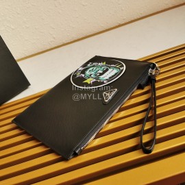 Prada Black Exquisite Printing Leather Fashion Handbag For Men 2nh005