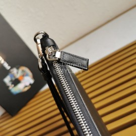 Prada Black Exquisite Printing Leather Fashion Handbag For Men 2nh005