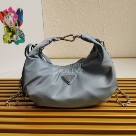 Prada Fashion Soft Leather Cloud Bag For Women Blue 1bh172
