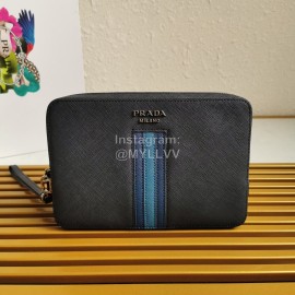 Prada Cross Grain Cowhide Exquisite Handbag For Men Blue 2vf017