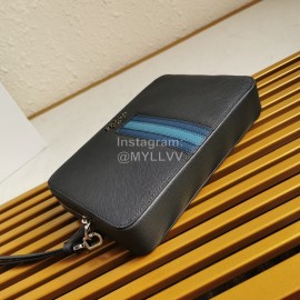 Prada Cross Grain Cowhide Exquisite Handbag For Men Blue 2vf017