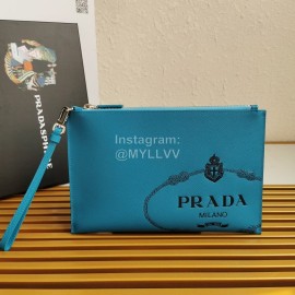 Prada Cross Grain Cowhide Simple New Handbag For Men Blue 2ng005