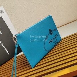 Prada Cross Grain Cowhide Simple New Handbag For Men Blue 2ng005