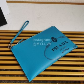 Prada Cross Grain Cowhide Simple New Handbag For Men Blue 2ng005