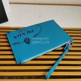 Prada Cross Grain Cowhide Simple New Handbag For Men Blue 2ng005