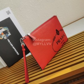 Prada Cross Grain Cowhide Simple New Handbag For Men Red 2ng005