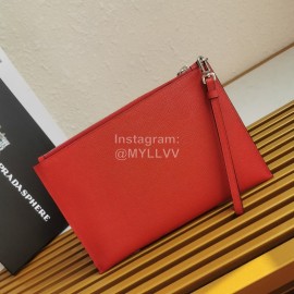 Prada Cross Grain Cowhide Simple New Handbag For Men Red 2ng005